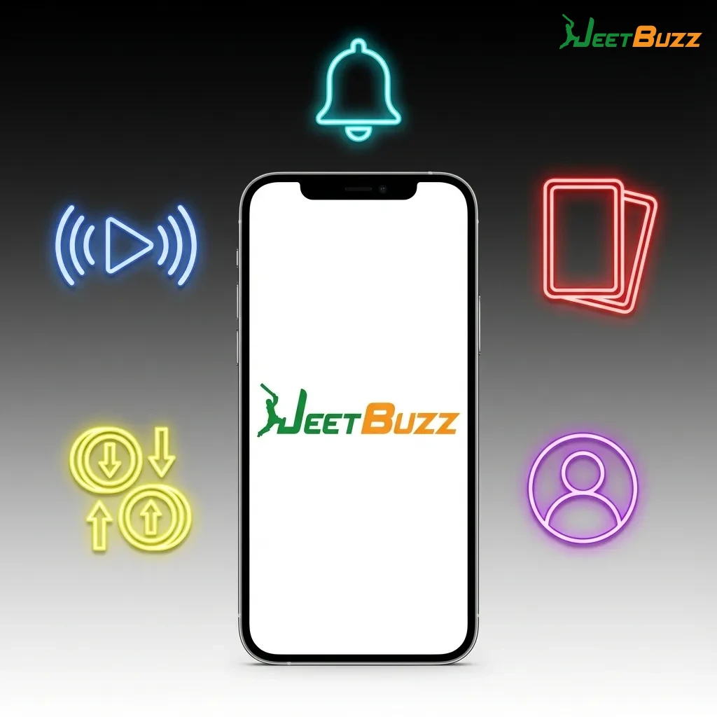 Mobile betting platform interface showing live odds, casino games, payment options, and user profile features — Jeetbuzz in Bangladesh
