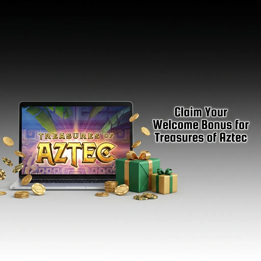 Jeetbuzz casino welcome bonus interface showing Treasures of Aztec slot game with free spins and deposit match promotion — Jeetbuzz in Bangladesh