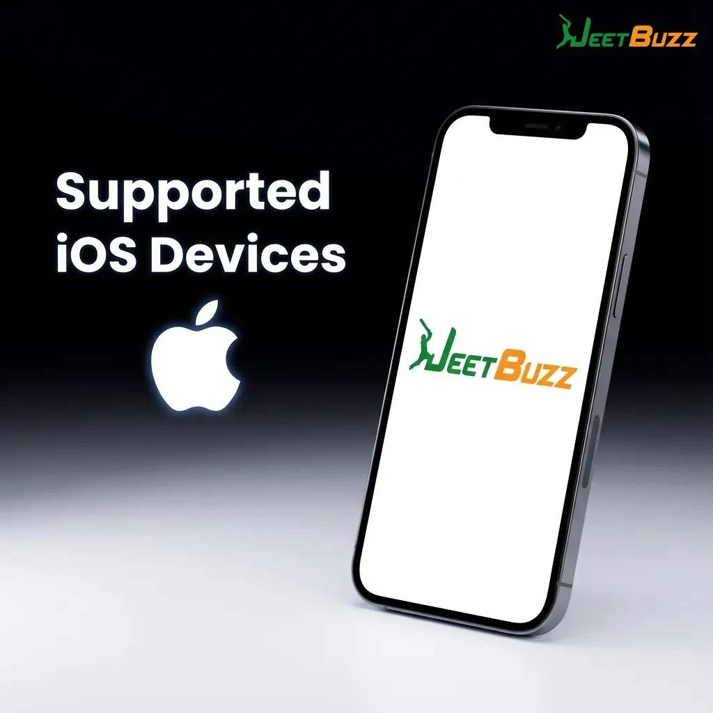 List of compatible Apple devices including iPhone SE, iPhone 11-15 series, iPad models, and iPad Pro for Jeetbuzz Bangladesh app