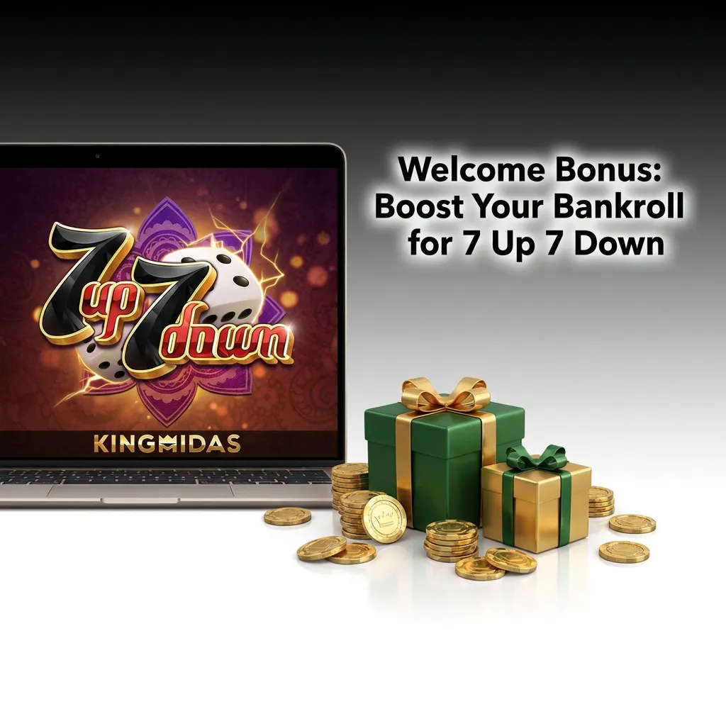 Welcome bonus illustration showing deposit match and free spins offer for 7 Up 7 Down casino game in Bangladesh — Jeetbuzz in Bangladesh