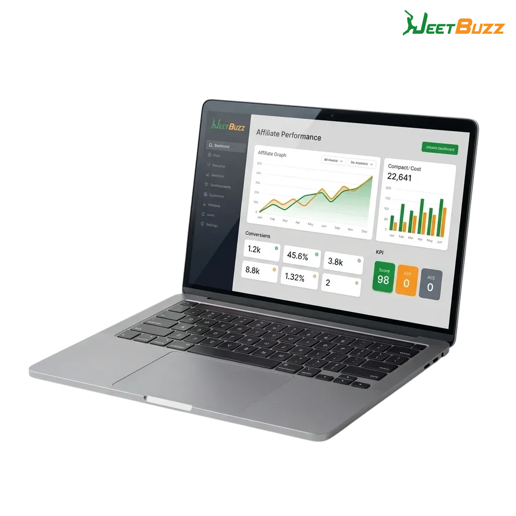 Jeetbuzz Partners affiliate program dashboard showing commission structure and earning opportunities for Bangladesh marketers