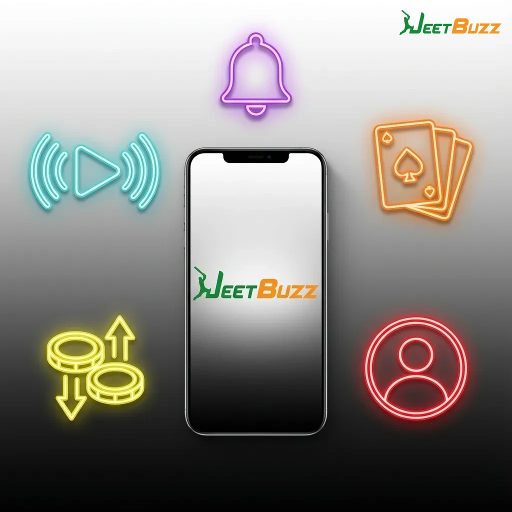 Jeetbuzz mobile app interface showing betting features, local payment options, and sports betting for Bangladesh users
